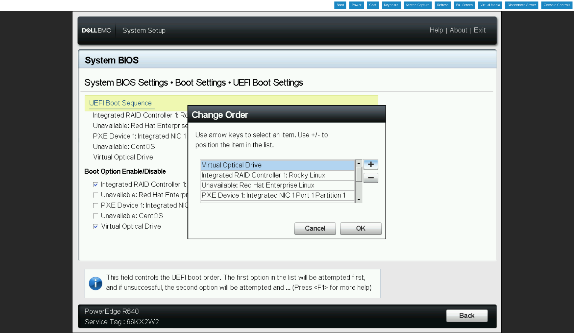 Update the boot order